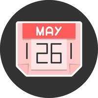 26 May Flat Grey Circle Style Icon vector