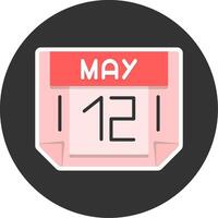 12 May Flat Grey Circle Style Icon vector