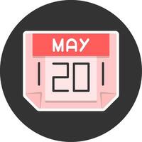 20 May Flat Grey Circle Style Icon vector