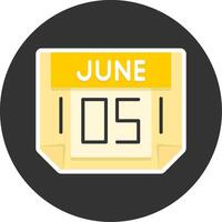 5 June Flat Grey Circle Style Icon vector