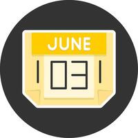 3 June Flat Grey Circle Style Icon vector