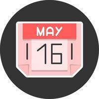 16 May Flat Grey Circle Style Icon vector