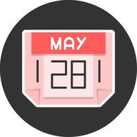 28 May Flat Grey Circle Style Icon vector