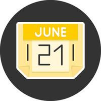 21 June Flat Grey Circle Style Icon vector