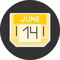 14 June Flat Grey Circle Style Icon vector