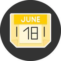 18 June Flat Grey Circle Style Icon vector