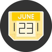 23 June Flat Grey Circle Style Icon vector