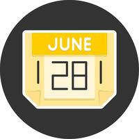 28 June Flat Grey Circle Style Icon vector
