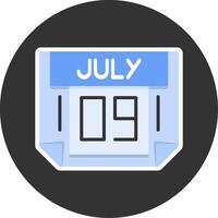 9 July Flat Grey Circle Style Icon vector