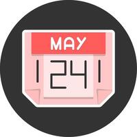 24 May Flat Grey Circle Style Icon vector