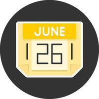 26 June Flat Grey Circle Style Icon vector