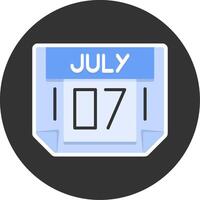 7 July Flat Grey Circle Style Icon vector