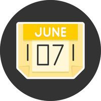 7 June Flat Grey Circle Style Icon vector
