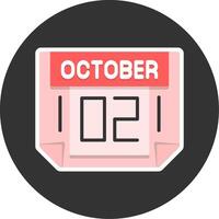 2 October Flat Grey Circle Style Icon vector