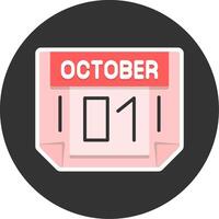 1 October Flat Grey Circle Style Icon vector