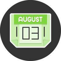 3 August Flat Grey Circle Style Icon vector