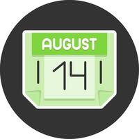 14 August Flat Grey Circle Style Icon vector