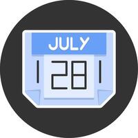 28 July Flat Grey Circle Style Icon vector