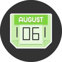 6 August Flat Grey Circle Style Icon vector
