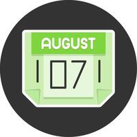 7 August Flat Grey Circle Style Icon vector