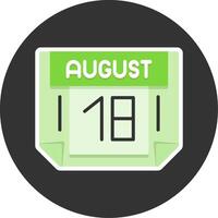 18 August Flat Grey Circle Style Icon vector