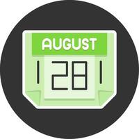 28 August Flat Grey Circle Style Icon vector