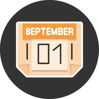 1 September Flat Grey Circle Style Icon vector