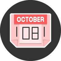 8 October Flat Grey Circle Style Icon vector