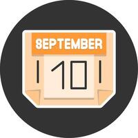10 September Flat Grey Circle Style Icon vector