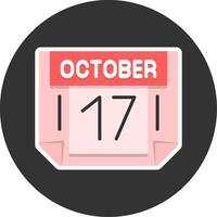 17 October Flat Grey Circle Style Icon vector