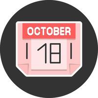 18 October Flat Grey Circle Style Icon vector