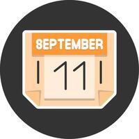 11 September Flat Grey Circle Style Icon vector