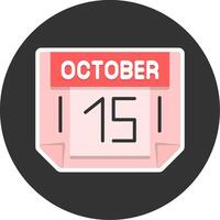 15 October Flat Grey Circle Style Icon vector