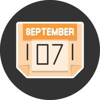 7 September Flat Grey Circle Style Icon vector