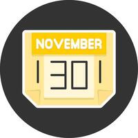 30 November Flat Grey Circle Style Icon vector