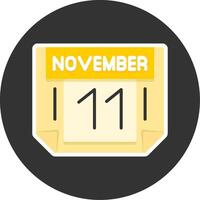 11 November Flat Grey Circle Style Icon vector