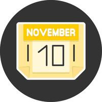 10 November Flat Grey Circle Style Icon vector