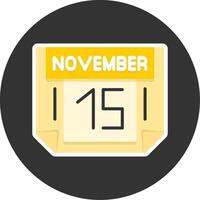 15 November Flat Grey Circle Style Icon vector