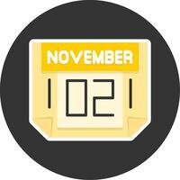 2 November Flat Grey Circle Style Icon vector