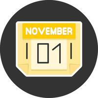 1 November Flat Grey Circle Style Icon vector