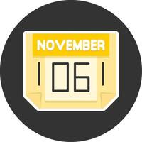 6 November Flat Grey Circle Style Icon vector