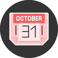 31 October Flat Grey Circle Style Icon vector