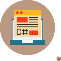 C Sharp Flat Long Shadow Style Icon vector