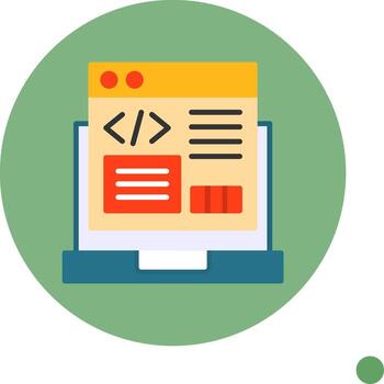 código refactorización plano largo sombra estilo icono vector