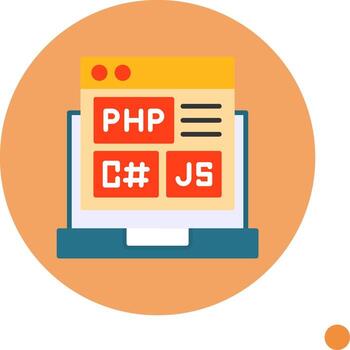 codificación idioma plano largo sombra estilo icono vector