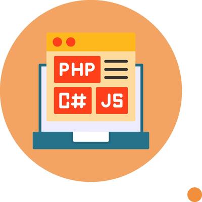 Coding Language Flat Long Shadow Style Icon