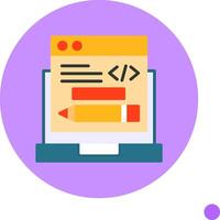 Edit Code Flat Long Shadow Style Icon vector