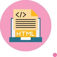 Html File Flat Long Shadow Style Icon vector