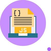 Javascript File Flat Long Shadow Style Icon vector