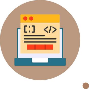 Code Processor Flat Long Shadow Style Icon vector